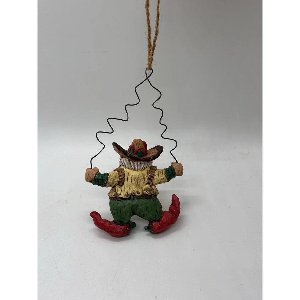 Chili Pepper Santa Ornament Rustic Southwest Folk Art Christmas Wire‎ Hanger
